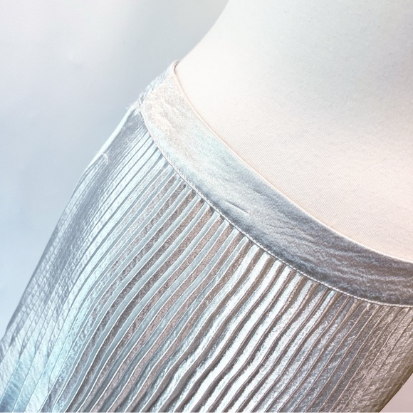 Reiss Alisa Champagne Silver Knife Pleated Metallic Midi Skirt 8 - Picture 9 of 10